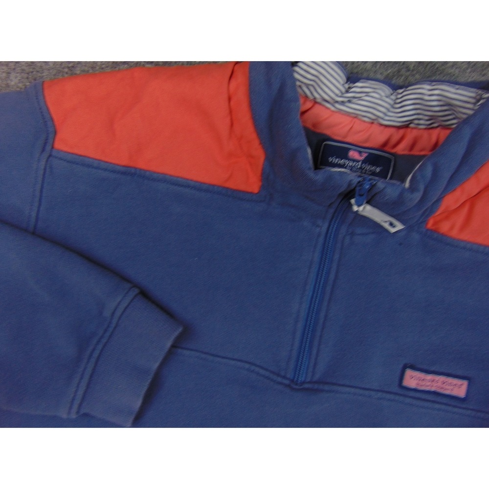 Vineyard Vines‎ Mens 2XL Blue Orange Quarter Zip Pullover Sweatshirt